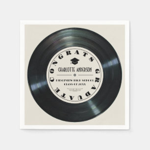 Serviette En Papier Retro Vinyl Record Tan Graduation