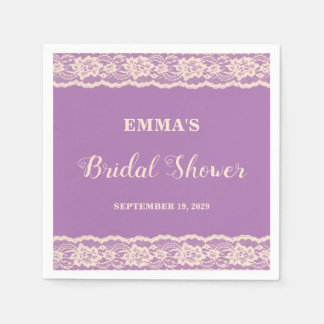 Serviette En Papier Retro Violet Broderie Mariage