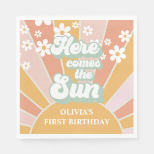 Serviette En Papier Retro Voici l'anniversaire du bouho Sun Daisy