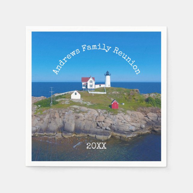 Serviette En Papier Retrouvailles familiales côtières Été Maine Nubble (Devant)