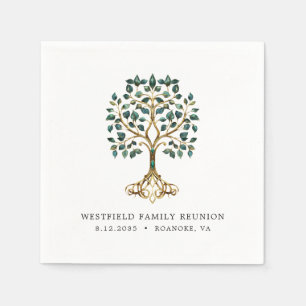 Serviette En Papier Réunion de famille Arbre de vie émeraude