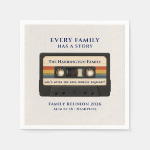 Serviette En Papier Réunion de famille cassette rétro nom date