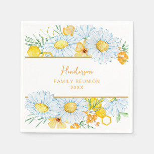 Serviette En Papier Réunion familiale florale blanche