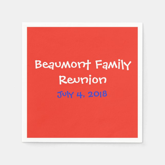 Serviette En Papier Reunion familiale rouge blanc (Devant)