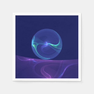 Serviette En Papier Rêve bleu violet lumineux Art fractal abstrait