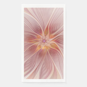 Serviette En Papier Rêve floral rose doux Fleur d'art fractal Abstrait