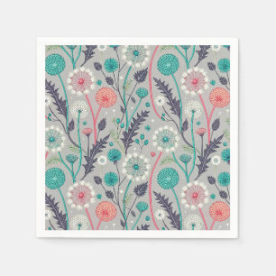 Serviette En Papier Rêve turquoise & Crimson Dandelion - Stylisé Flora