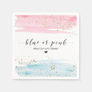 Serviette En Papier Révélation du genre bleu ou rose d'aquarelle