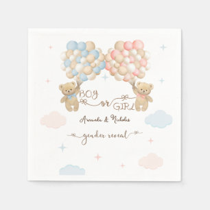 Serviette En Papier Révélation du sexe garçon fille ours ballons rose