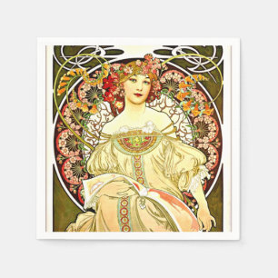 Serviette En Papier Reverie, tableau d'art d'Alfons Mucha
