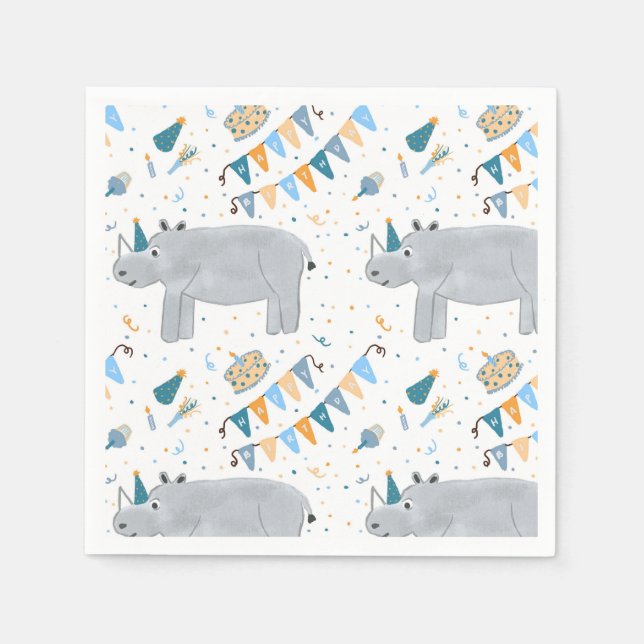 Serviette En Papier Rhino Anniversaire Cocktail Napkins (Devant)