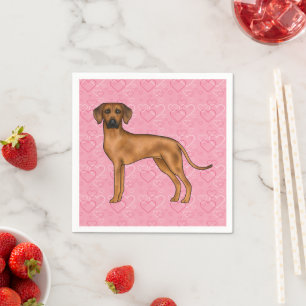 Serviette En Papier Rhodesian Ridgeback Chien Love Coeur Motif rose