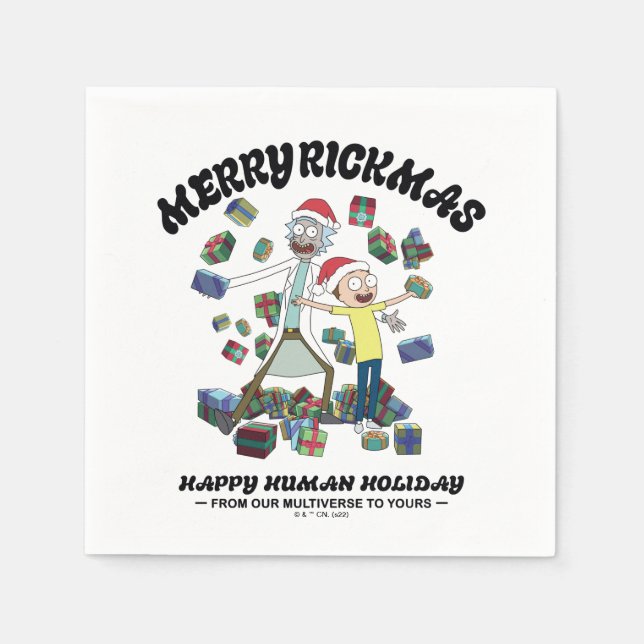 Serviette En Papier Rick et Morty | Joyeux Rickmas présents (Devant)