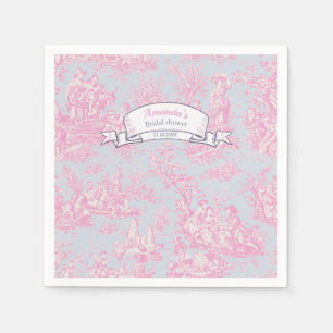 Serviette En Papier Rideau de douche vintage toile de Jouy fleurs bleu