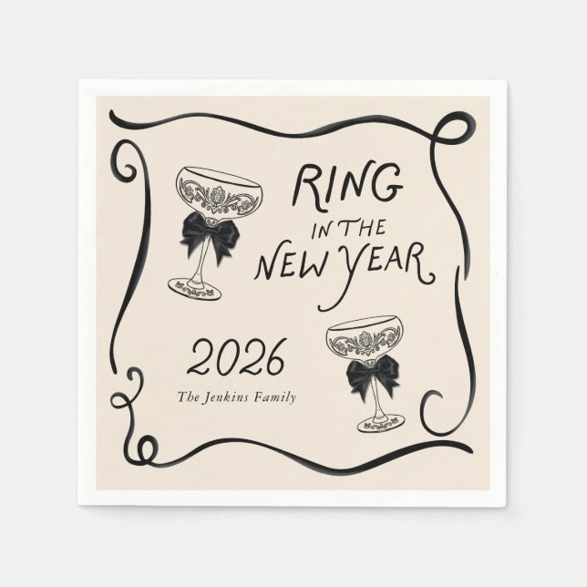 Serviette En Papier Ring in the New Year Paper Napkin (Devant)
