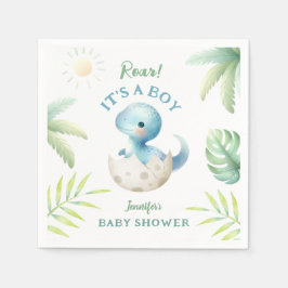 Serviette En Papier Roar C'est un garçon ! Baby shower Cute Dino Dinos