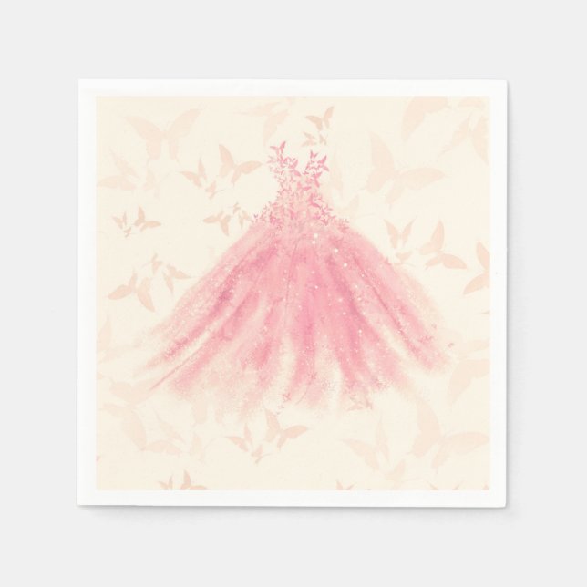 Serviette En Papier Robe à paillettes Danse Papillon Mariage Réception (Devant)