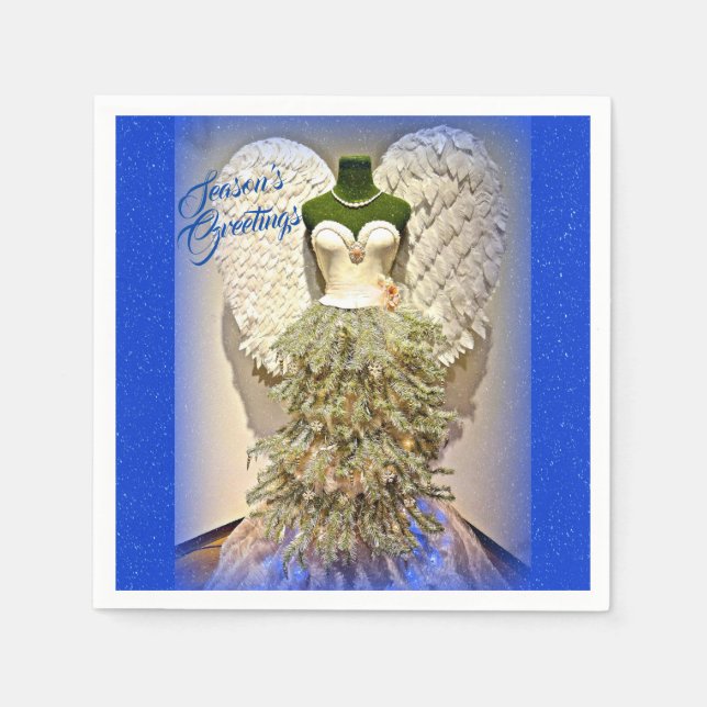 Serviette En Papier Robe Angel Mannequin Forme Arbre de Noël (Devant)