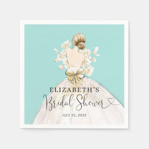 Serviette En Papier Robe Blonde de mariée Fête des mariées Florale d'o