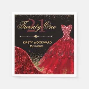 Serviette En Papier Robe d'aquarelle rouge & vague rouge Edge 21e anni