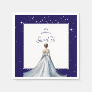 Serviette En Papier Robe de bal en argent douce 16 ans robe de soirée 