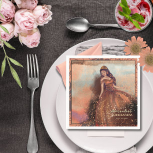 Serviette En Papier Robe de bal Luxe Métallique Cuivre pour Quinceañer