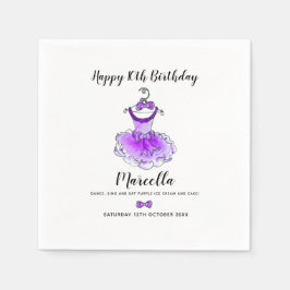 Serviette En Papier Robe de fête violette filles 10e anniversaire fête