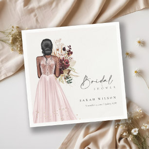 Serviette En Papier Robe de mariée élégante Boho Blush Shower de maria