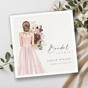Serviette En Papier Robe de mariée élégante Boho Blush Shower nuptial