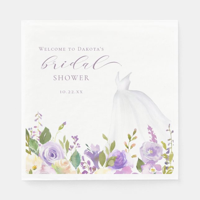 Serviette En Papier Robe de Mariée Fleurie Jardin Pourpre (Devant)