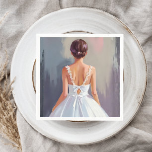 Serviette En Papier Robe de mariée Robe en dentelle blanche Aquarell