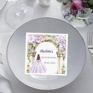 Serviette En Papier Robe de Quinceanera arch florale lavande
