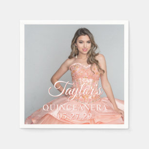 Serviette En Papier Robe de Quinceanera Photo Deux couleurs Police