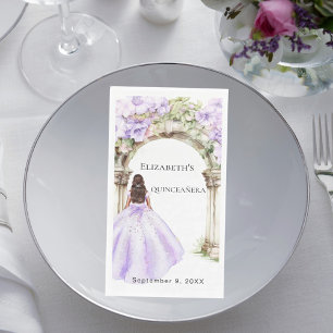 Serviette En Papier Robe florale lavande en arche pour Quinceanera