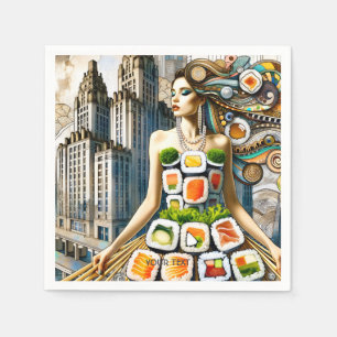 Serviette En Papier Robe Imaginaire Abstraite Sushi