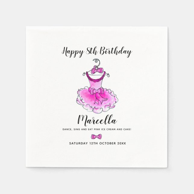 Serviette En Papier Robe rose fête filles (Devant)