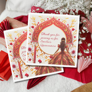 Serviette En Papier Robe Rouge or Quinceañera personnalisée