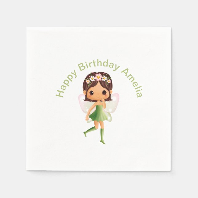 Serviette En Papier Robe verte Fée (Devant)
