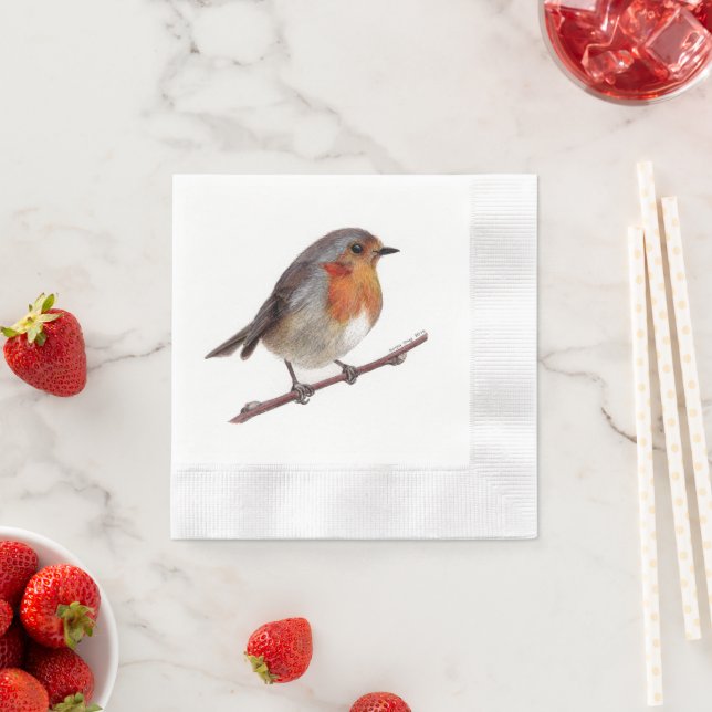 Serviette En Papier Robin Bird (Erithacus Rubecula) Napkin (En situation)