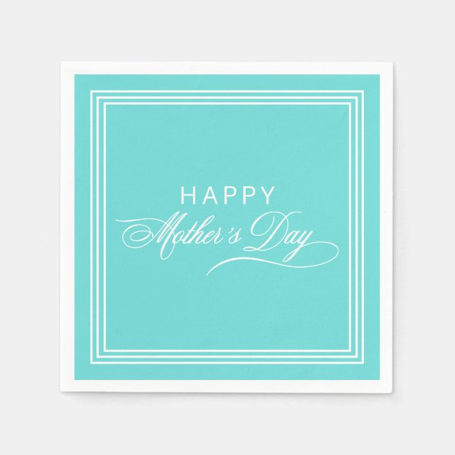Serviette En Papier Robin Oeuf Blue Calligraphie Fête des Mères (Devant)