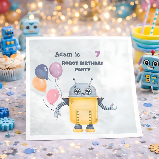 Serviette En Papier Robot Anniversaire (Créateur téléchargé)