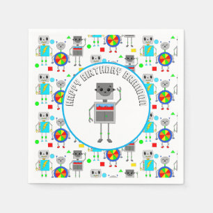 Serviette En Papier Robot d'anniversaire pour garçon personnalisé
