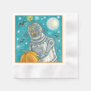 SERVIETTE EN PAPIER ROBOT PICER CITROUILLES, HALLOWEEN HOMME MÉCANIQUE