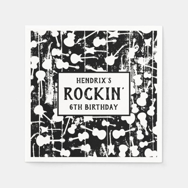 Serviette En Papier Rock & Roll Guitar Birthday Party Napkins (Devant)
