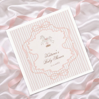 Serviette En Papier Rocking Horse Blush Pink Girl Baby Shower