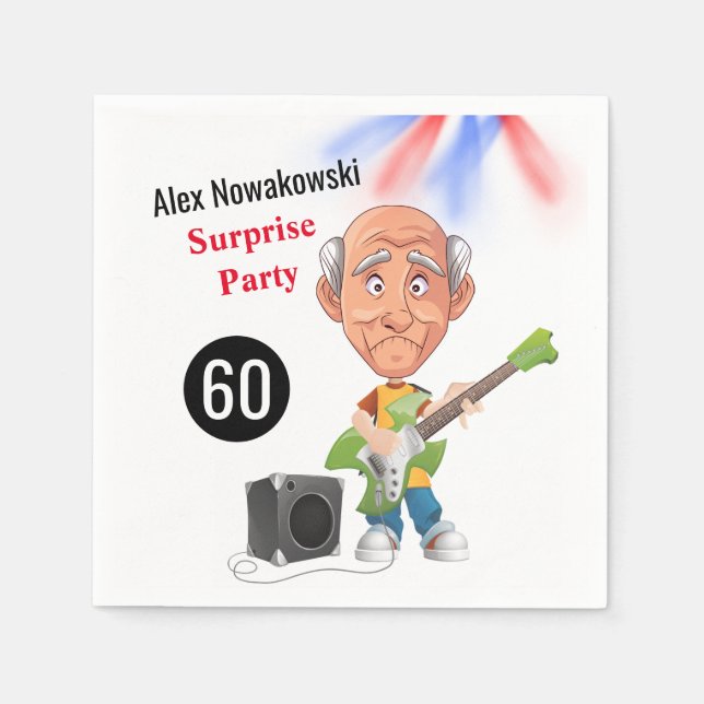 Serviette En Papier Rockstar Joke 60th Mens drôle Anniversaire Guitare (Devant)