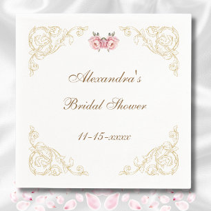 Serviette En Papier Rococo rose Floral Vintage Fête des mariées de piv