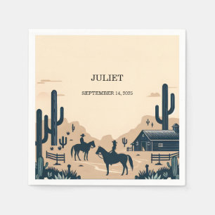 Serviette En Papier Rodeo Cheval Rétro Rustic Western Fête des mariées