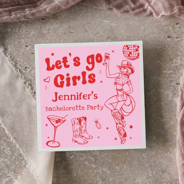Serviette En Papier Rodéo de Cowgirl Disco Rose pour Enterrement de Vi (Créateur téléchargé)