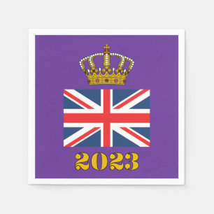 Serviette En Papier Roi Charles III Coronation 2023 Royaume-Uni Couron